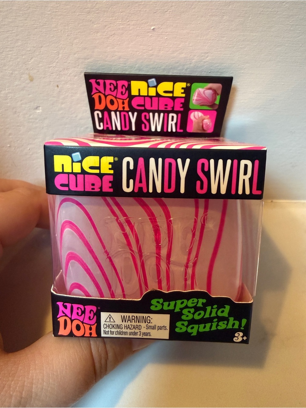 Needoh Nice Cube Candy Swirl Pink Super Solid Squish